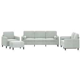 4-CZ. KOMPLET WYPOCZYNKOWY Z PODUSZKAMI JASNOSZARY AKSAMIT