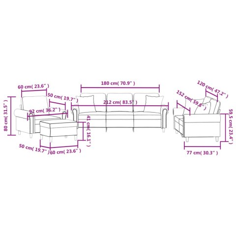 4-CZ. KOMPLET WYPOCZYNKOWY Z PODUSZKAMI JASNOSZARY AKSAMIT
