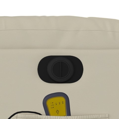 ROZKŁADANY FOTEL MASUJĄCY ELEKTRYCZNY KREMOWY SZTUCZNA SKÓRA