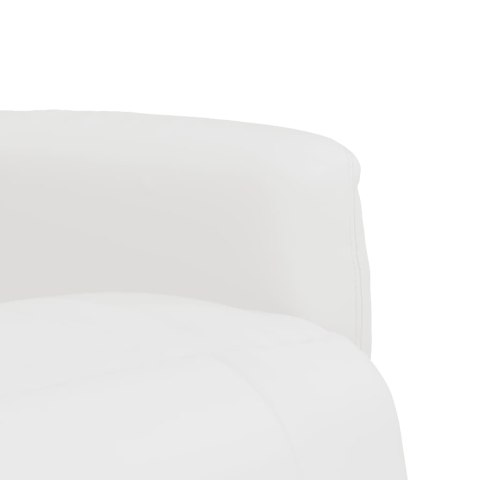 ROZKŁADANY FOTEL Z PODNÓŻKIEM BIAŁY SZTUCZNA SKÓRA