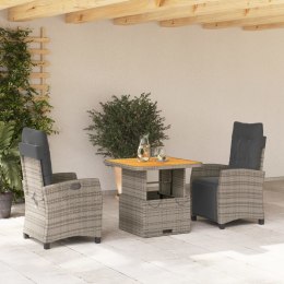3-CZ. ZESTAW MEBLI OGRODOWYCH Z PODUSZKAMI SZARY RATTAN PE
