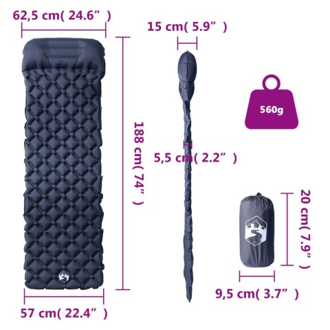 MATERAC KEMPINGOWY Z PODUSZKĄ 1-OSOBOWY SZARY