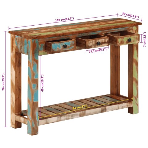 STOLIK KONSOLOWY 110X30X76CM LITE DREWNO Z ODZYSKU
