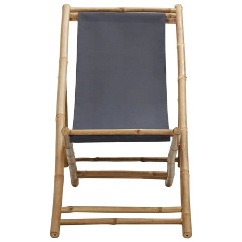 LEŻAK Z BAMBUSA I CIEMNOSZAREGO PŁÓTNA