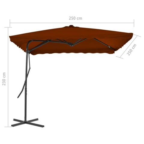 PARASOL OGRODOWY NA STALOWYM SŁUPKU TERAKOTA 250X250X230CM