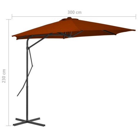 PARASOL OGRODOWY NA STALOWYM SŁUPKU TERAKOTA 300X230CM