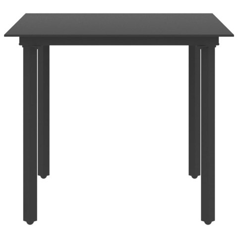 STÓŁ OGRODOWY CZARNY 80X80X74CM STAL I SZKŁO