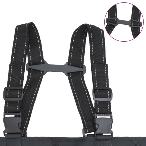 SPODNIOBUTY WĘDKARSKIE Z PASKIEM WYSOKIE CZARNE ROZMIAR 43