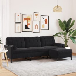 3-OSOBOWA SOFA Z PODNÓŻKIEM CZARNA 210CM AKSAMIT
