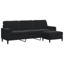 3-OSOBOWA SOFA Z PODNÓŻKIEM CZARNA 210CM AKSAMIT