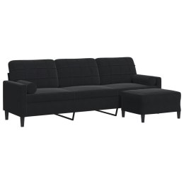 3-OSOBOWA SOFA Z PODNÓŻKIEM CZARNA 210CM AKSAMIT