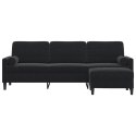 3-OSOBOWA SOFA Z PODNÓŻKIEM CZARNA 210CM AKSAMIT