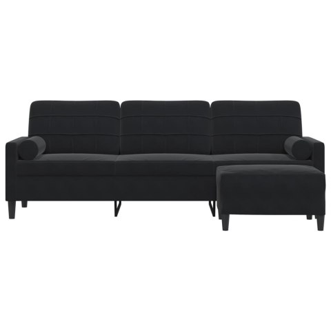 3-OSOBOWA SOFA Z PODNÓŻKIEM CZARNA 210CM AKSAMIT