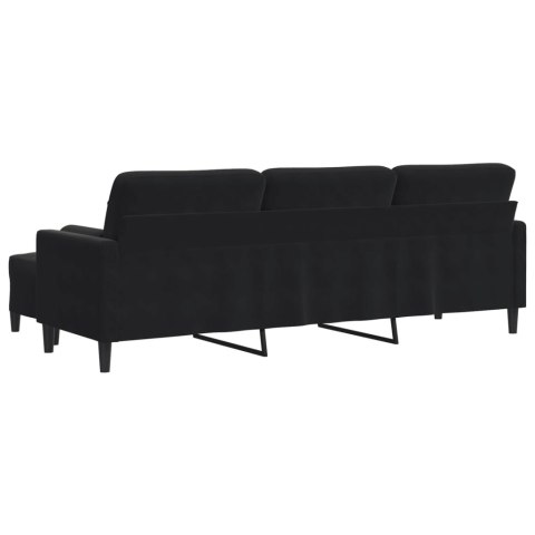3-OSOBOWA SOFA Z PODNÓŻKIEM CZARNA 210CM AKSAMIT