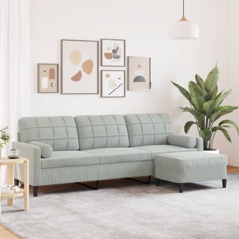 3-OSOBOWA SOFA Z PODNÓŻKIEM JASNOSZARY 210CM AKSAMIT