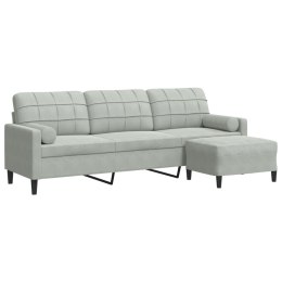 3-OSOBOWA SOFA Z PODNÓŻKIEM JASNOSZARY 210CM AKSAMIT