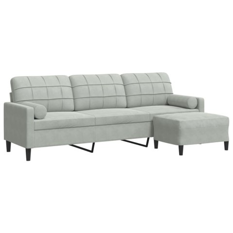 3-OSOBOWA SOFA Z PODNÓŻKIEM JASNOSZARY 210CM AKSAMIT
