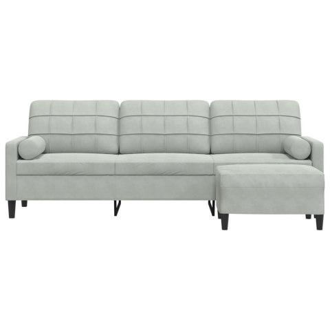 3-OSOBOWA SOFA Z PODNÓŻKIEM JASNOSZARY 210CM AKSAMIT