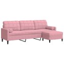 3-OSOBOWA SOFA Z PODNÓŻKIEM RÓŻOWY 210CM AKSAMIT