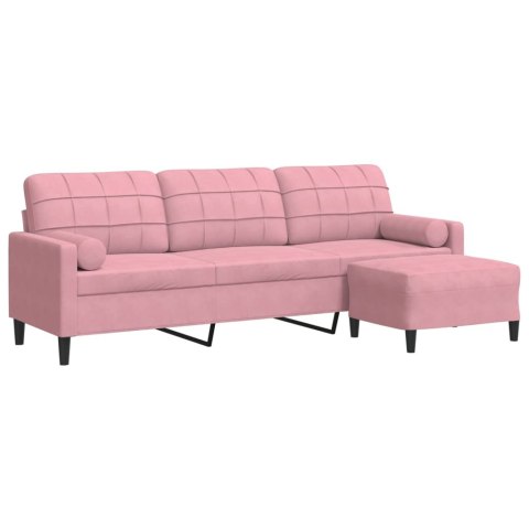 3-OSOBOWA SOFA Z PODNÓŻKIEM RÓŻOWY 210CM AKSAMIT