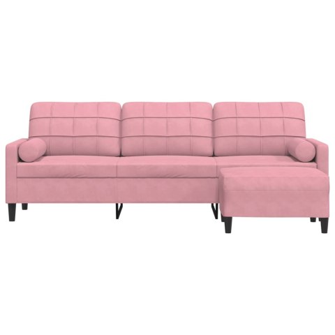 3-OSOBOWA SOFA Z PODNÓŻKIEM RÓŻOWY 210CM AKSAMIT