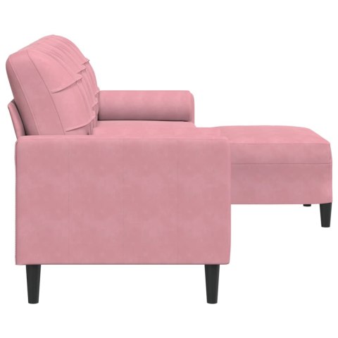 3-OSOBOWA SOFA Z PODNÓŻKIEM RÓŻOWY 210CM AKSAMIT