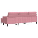 3-OSOBOWA SOFA Z PODNÓŻKIEM RÓŻOWY 210CM AKSAMIT