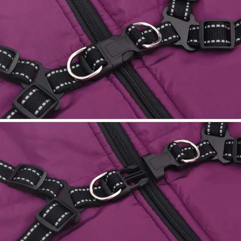 PŁASZCZ UBRANKO DLA PSA Z SZELKAMI WODOODPORNY FIOLETOWY L44