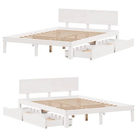 RAMA ŁÓŻKA Z SZUFLADAMI BIAŁA 120X200CM SOSNOWA