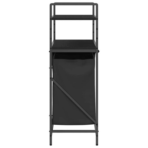 KOSZ NA PRANIE 2 PRZEGRODY Z PÓŁKAMI CZARNY DĄB