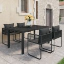 5-CZĘŚCIOWY ZESTAW MEBLI OGRODOWYCH RATTAN PVC CZARNY
