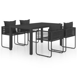 5-CZĘŚCIOWY ZESTAW MEBLI OGRODOWYCH RATTAN PVC CZARNY