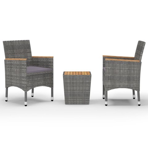 3-CZĘŚCIOWY ZESTAW MEBLI BISTRO RATTAN PE I AKACJA SZARY