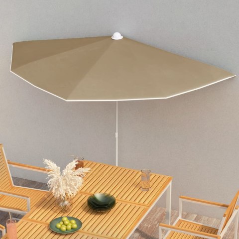 PÓŁOKRĄGŁY PARASOL OGRODOWY NA SŁUPKU 180X90CM KOLOR TAUPE