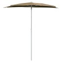 PÓŁOKRĄGŁY PARASOL OGRODOWY NA SŁUPKU 180X90CM KOLOR TAUPE