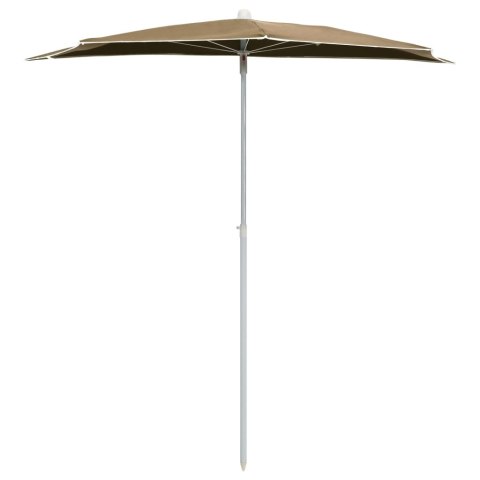 PÓŁOKRĄGŁY PARASOL OGRODOWY NA SŁUPKU 180X90CM KOLOR TAUPE
