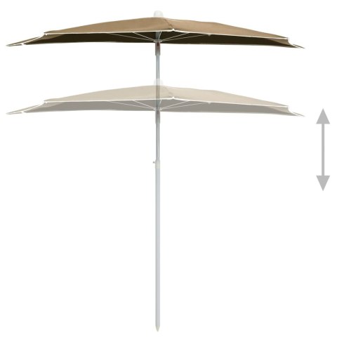 PÓŁOKRĄGŁY PARASOL OGRODOWY NA SŁUPKU 180X90CM KOLOR TAUPE