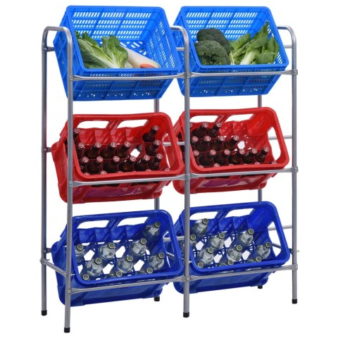 REGAŁ MAGAZYNOWY NA 6 SKRZYNEK SREBRNY 96X33X116CM STAL