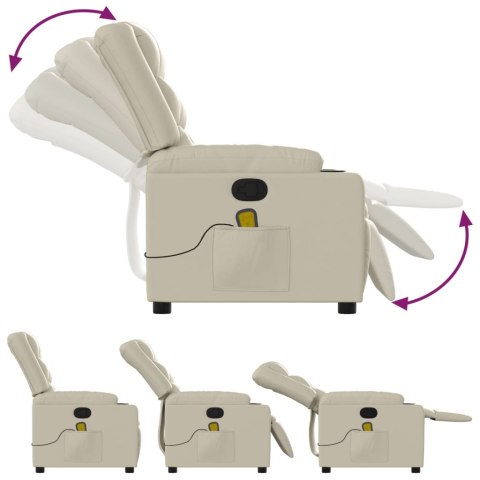 ROZKŁADANY FOTEL MASUJĄCY KREMOWE SZTUCZNA SKÓRA