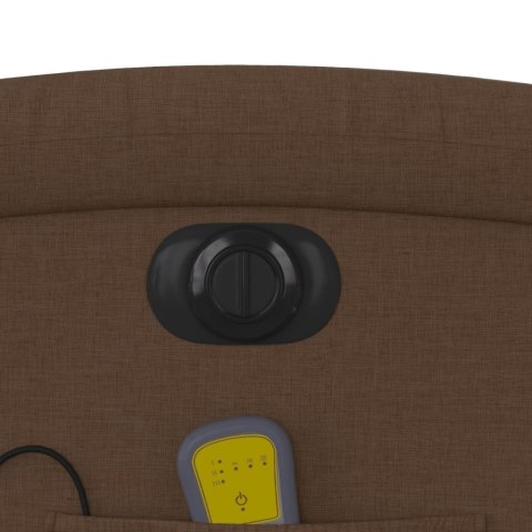 ROZKŁADANY FOTEL MASUJĄCY ELEKTRYCZNY BRĄZOWY TKANINA