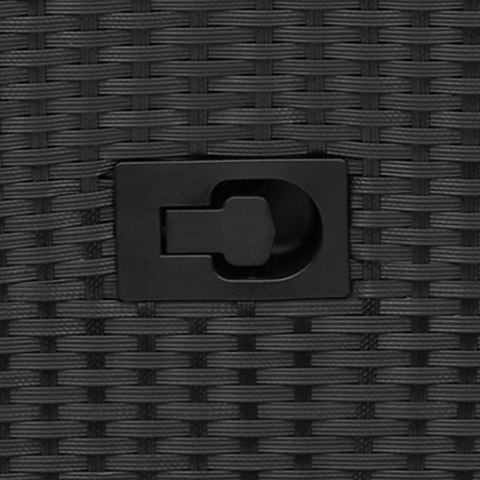 ROZKŁADANY FOTEL OGRODOWY Z PODUSZKAMI CZARNY POLIRATTAN