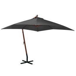 PARASOL OGRODOWY WISZĄCY NA JODŁOWYM SŁUPKU ANTRACYT 3X3 M