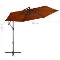 WISZĄCY PARASOL ZE SŁUPKIEM ALUMINIOWYM TERAKOTOWY 300CM