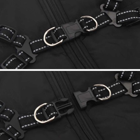 PŁASZCZ UBRANKO DLA PSA Z SZELKAMI WODOODPORNY CZARNY L48