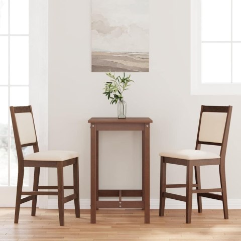 HOKERY BAROWE Z PODUSZKAMI 2 SZT. BRĄZOWE LITE DREWNO GUMOWE