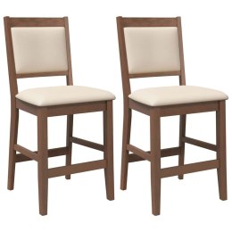 HOKERY BAROWE Z PODUSZKAMI 2 SZT. BRĄZOWE LITE DREWNO GUMOWE