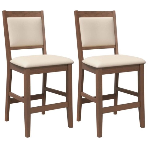 HOKERY BAROWE Z PODUSZKAMI 2 SZT. BRĄZOWE LITE DREWNO GUMOWE