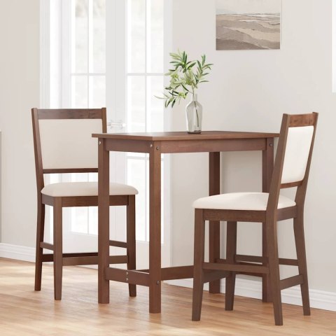 HOKERY BAROWE Z PODUSZKAMI 2 SZT. BRĄZOWE LITE DREWNO GUMOWE