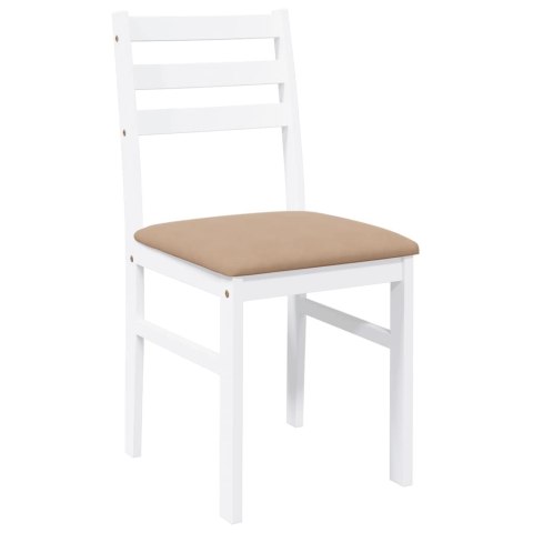 KRZESŁA DO JADALNI Z PODUSZKAMI 2 SZT. BIAŁE LITE DREWNO GUMOWE