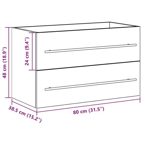 SZAFKA POD UMYWALKĘ CZARNY DĄB 80X38,5X48CM